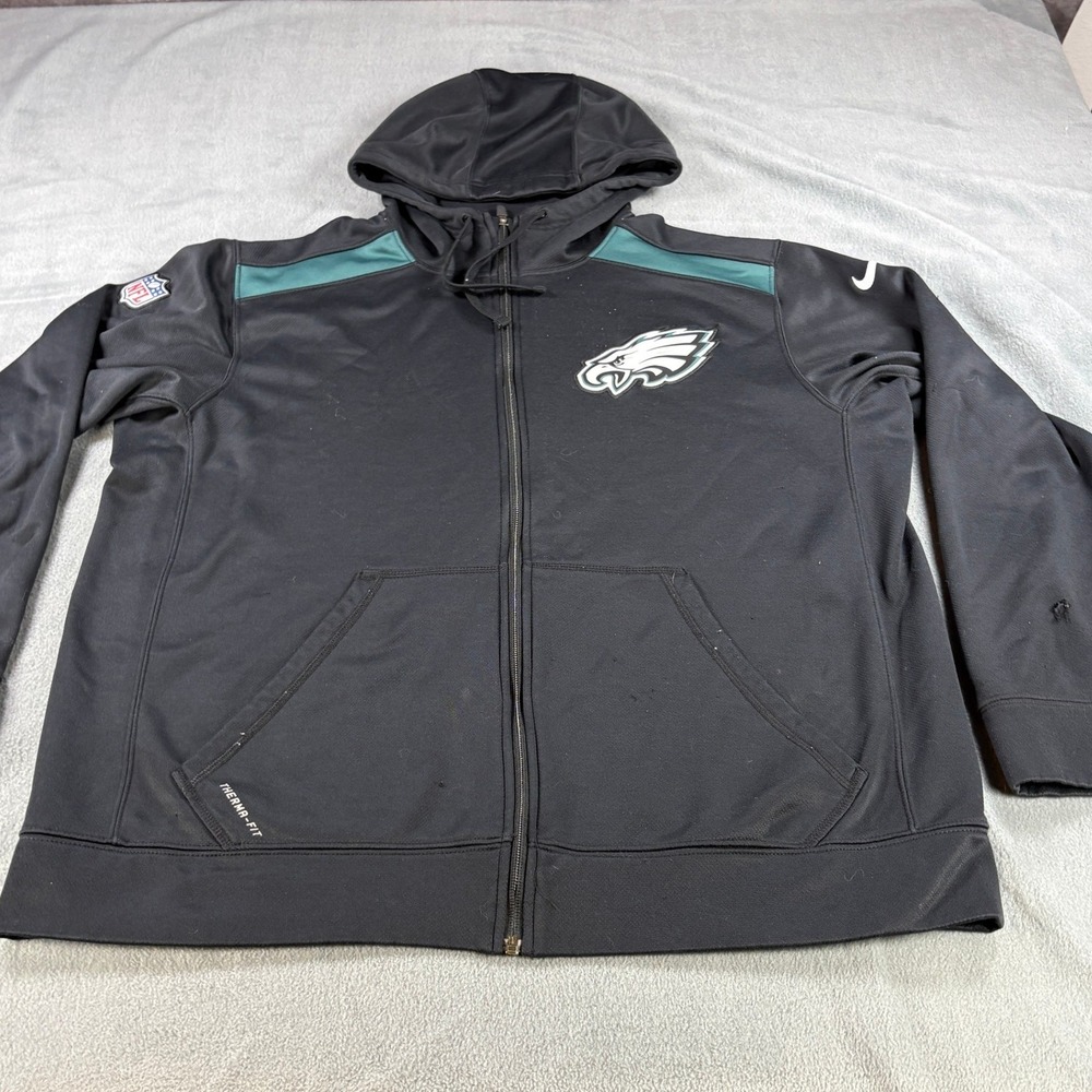 Nike Philadelphia Eagles Therma-FIT Full Zip Hoodie Mens Black NFL Football